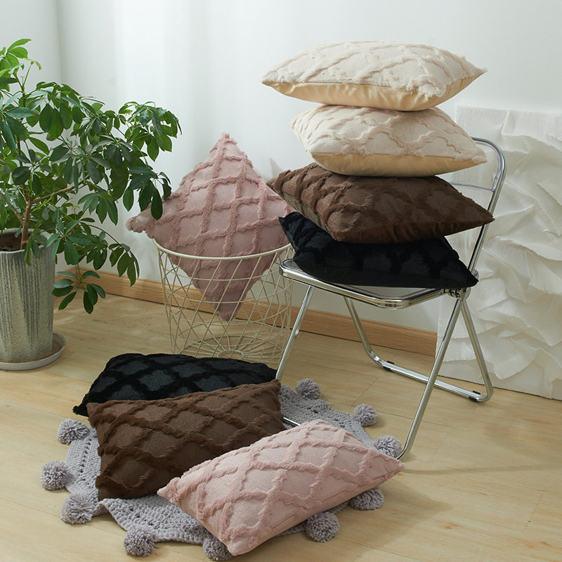 亚马逊跨境北欧风毛绒长条条纹抱枕套几何冬季靠垫套沙发靠背套,居家布艺,抱枕被,淘宝优惠券,粉丝福利购,淘宝优惠卷