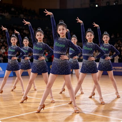 定制啦啦操专业比赛服体操服健美艺术体操服装女团体演出服啦啦队