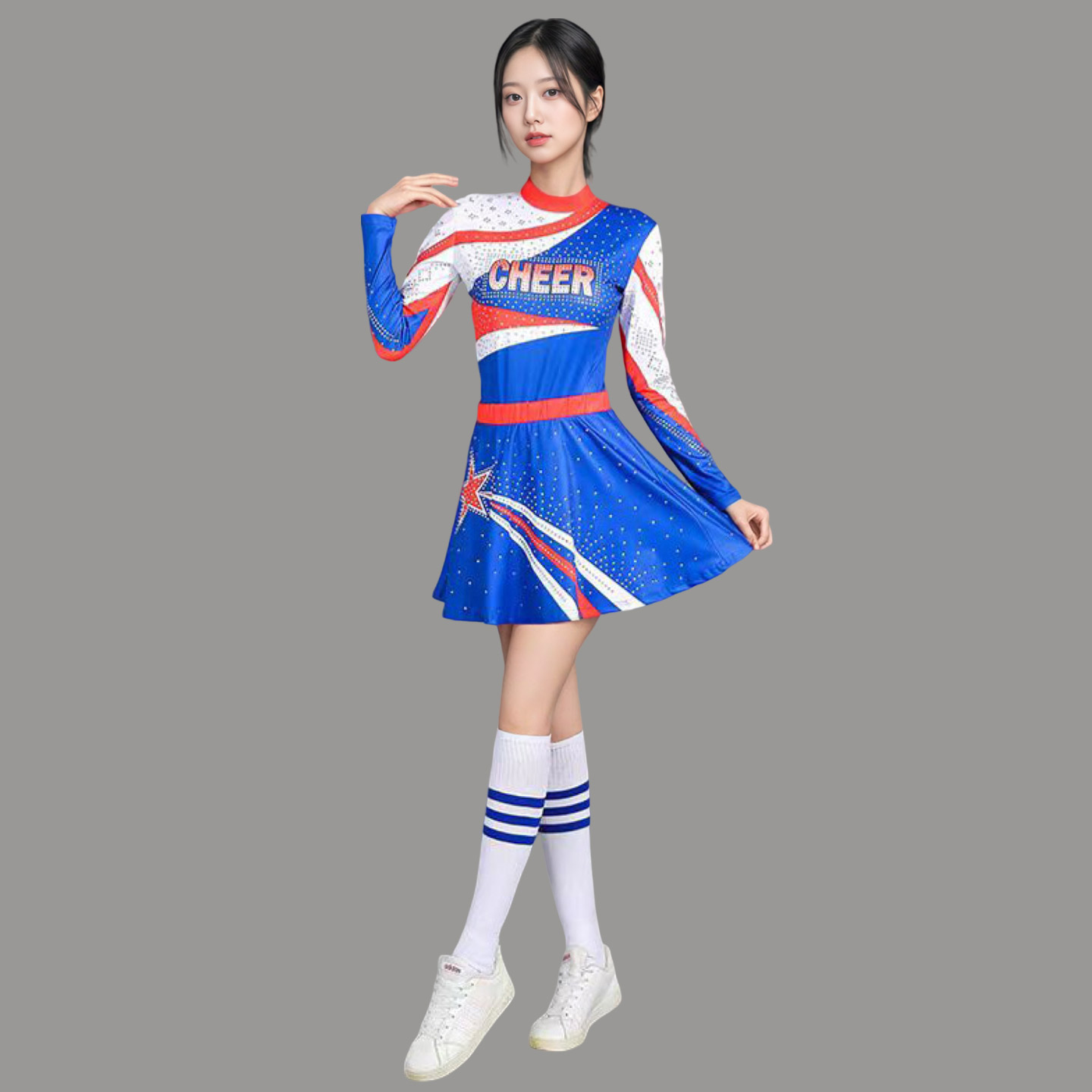 儿童啦啦操演出服长袖新款女童拉拉队表演服舞蹈服竞技赛比赛服