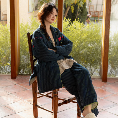 睡衣秋冬款女秋款2025新款纯棉三层夹棉加绒加厚女士冬季保暖套装