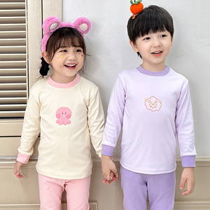 秋冬儿童保暖内衣套装中领加厚男童女童A类小孩子卡通家居服阳绒