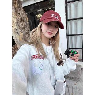 春装女款2025年开春新款棒球服外套潮牌卡通毛巾绣情侣款夹克上衣