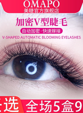 美睫加密V型水貂毛空气自动开花