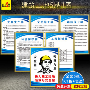 五牌一图建筑工地安全生产文明施工牌子施工现场管理制度牌项目经理八大员岗位职责环境保护工程概括上墙制度