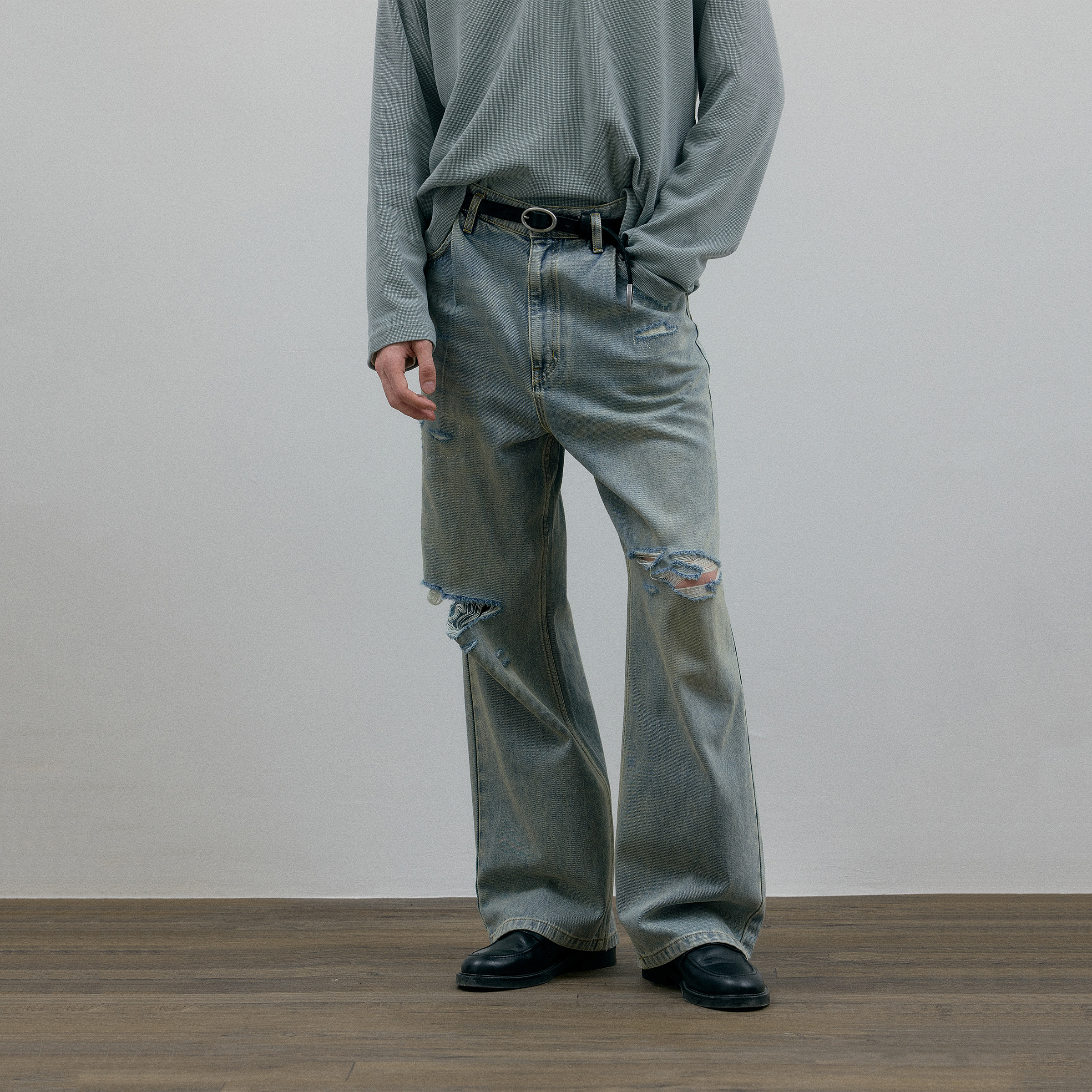C2H4Ennis Del Mar Denim Jeans 艾尼斯·戴尔 微破坏粉笔牛仔裤