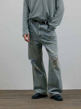 C2H4 Ennis Del Mar Denim Jeans 艾尼斯·戴尔 微破坏粉笔牛仔裤