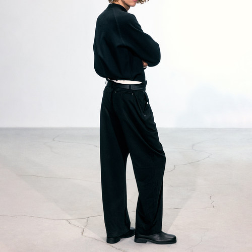 C2H4 Vrille Pants 褶皱腰部 绒感黑 维里尔西裤 #R010