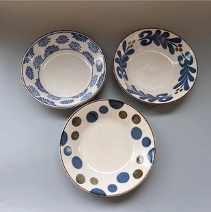 深盘 菜盘 汤盘 釉下彩美浓烧盘子大盘子单个家用 日本进口