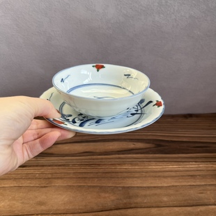 点心盘 日本制 小碟子 赤绘兔 点心碗 釉下彩美浓烧小钵碗