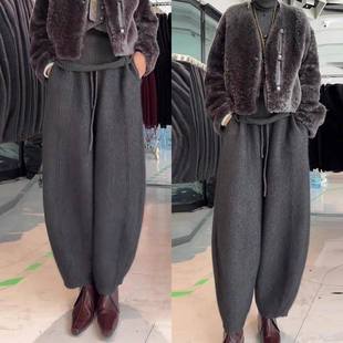 糯米裤 保暖西装 高腰垂感加厚灰色毛呢直筒阔腿裤 女秋冬2025新款 裤