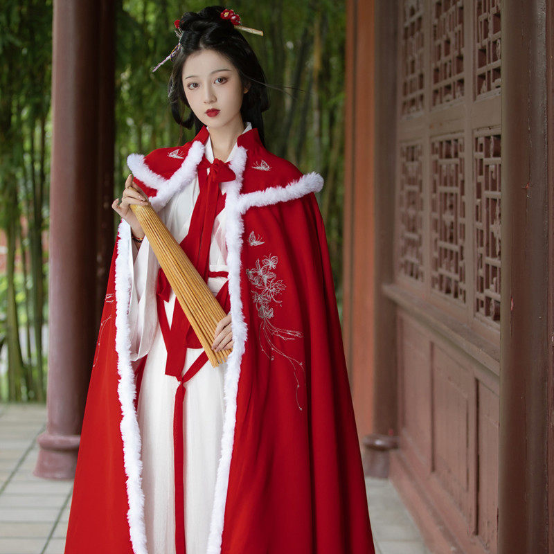 栾凰原创正品汉服女【自在飞】立领斗篷加厚加绒中长款披风秋冬装