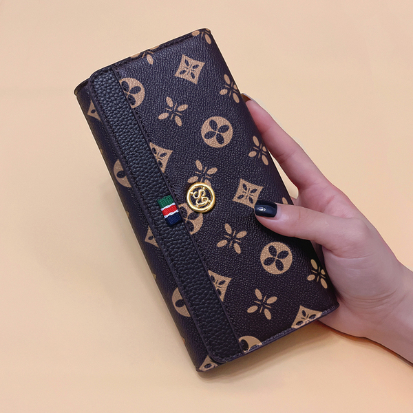 钱包女士2025新款 大容量 折叠皮夹长款 多功能手拿长夹卡包一体时尚