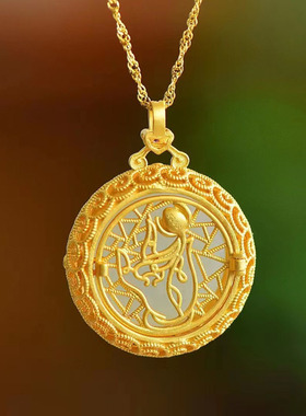 天然S925银镶和田玉圆平面步步生莲香囊镂空吊坠女款礼物饰品包邮