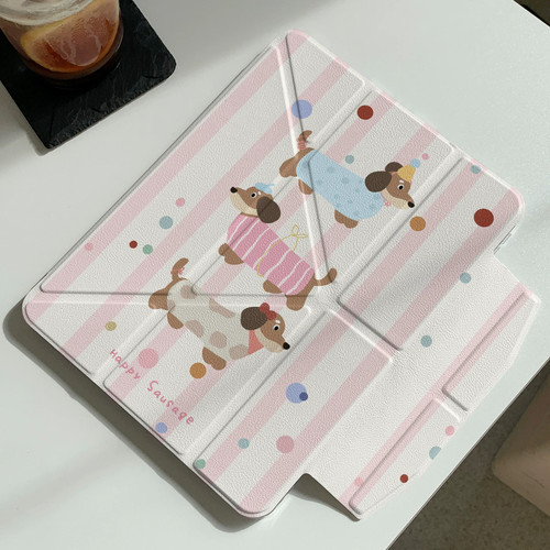 条纹波点腊肠狗Y+三折适用ipad11