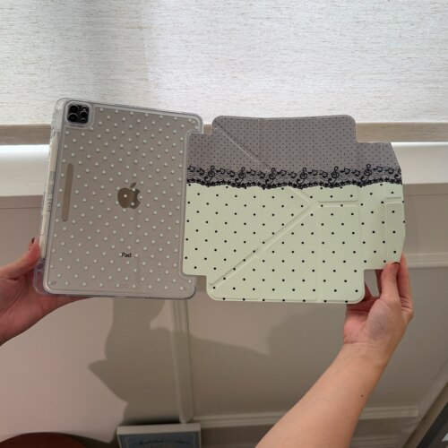 黑波点蕾丝适用于iPad10/11/12代
