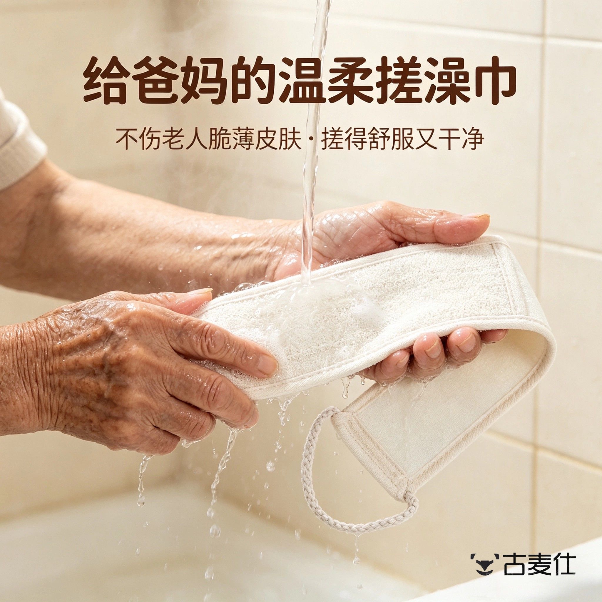 天然棉麻纤维搓澡巾加厚双层家用搓背沐浴手套温和去角质不伤肤拉