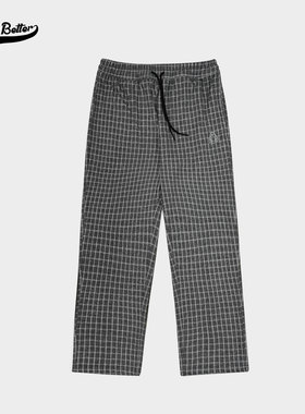 新款秋冬黑白格子裤直筒男女潮流宽松百搭休闲长裤-340