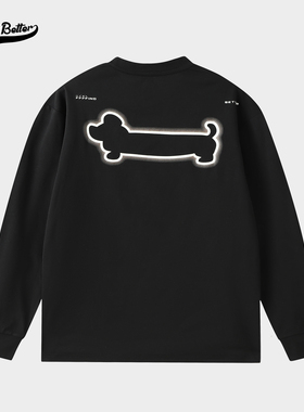 新款秋冬经典光变印花绣花狗狗运动速干时尚简约舒适长袖T恤-335