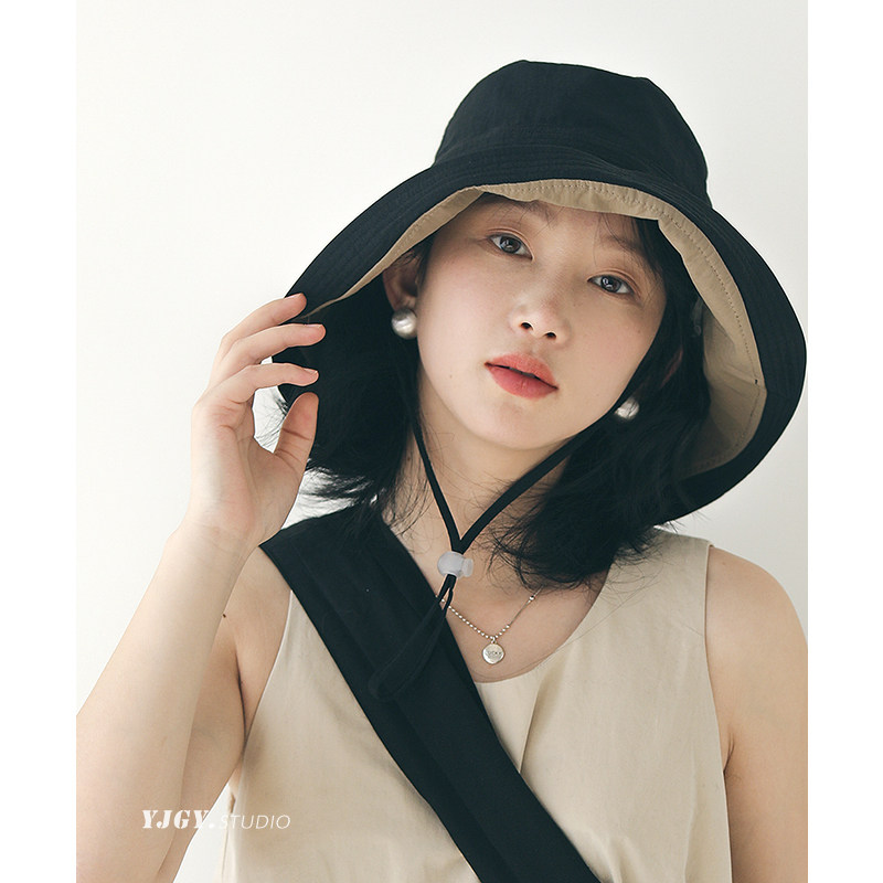 FUCHEMA 防晒渔夫帽女春夏新款大檐韩版日系百搭遮阳帽显脸小帽子