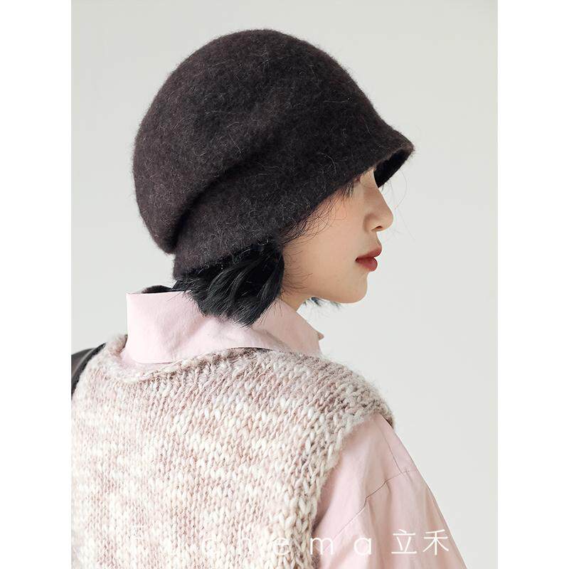 FUCHEMA 设计感保暖护耳羊毛堆堆帽女秋冬天时尚高级套头针织帽子