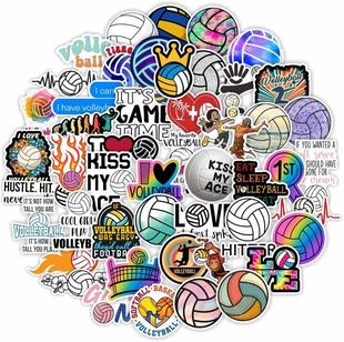 50张卡通排球运动员队徽标志贴纸行李箱手机壳笔记本水杯装饰贴画