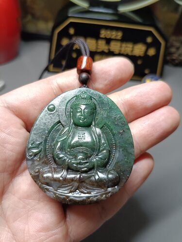 天然独山玉天蓝老料大日如来佛挂件毛衣链男女通用文玩珠宝配饰品