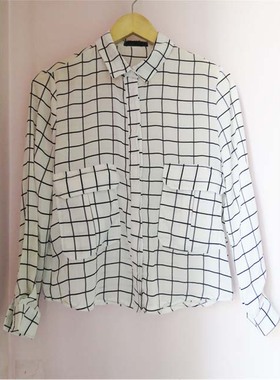 韩国条纹格子白色雪纺长袖衬衫防晒衫海边款网红小众法式泫雅