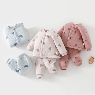 套装 A类男女宝宝保暖棉衣棉裤 3岁婴幼儿纯棉120克夹棉分体套装