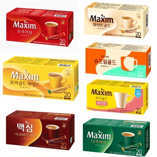 韩国进口麦馨MAXIM三合一速溶咖啡摩卡醇香白金原味低咖啡因盒装