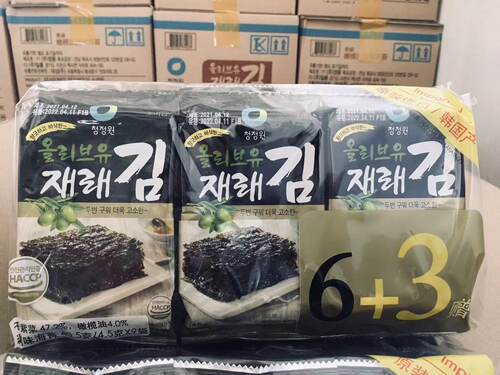 清净园韩国进口海苔即食儿童零食寿司包饭拌饭紫菜拌饭烤海苔脆片