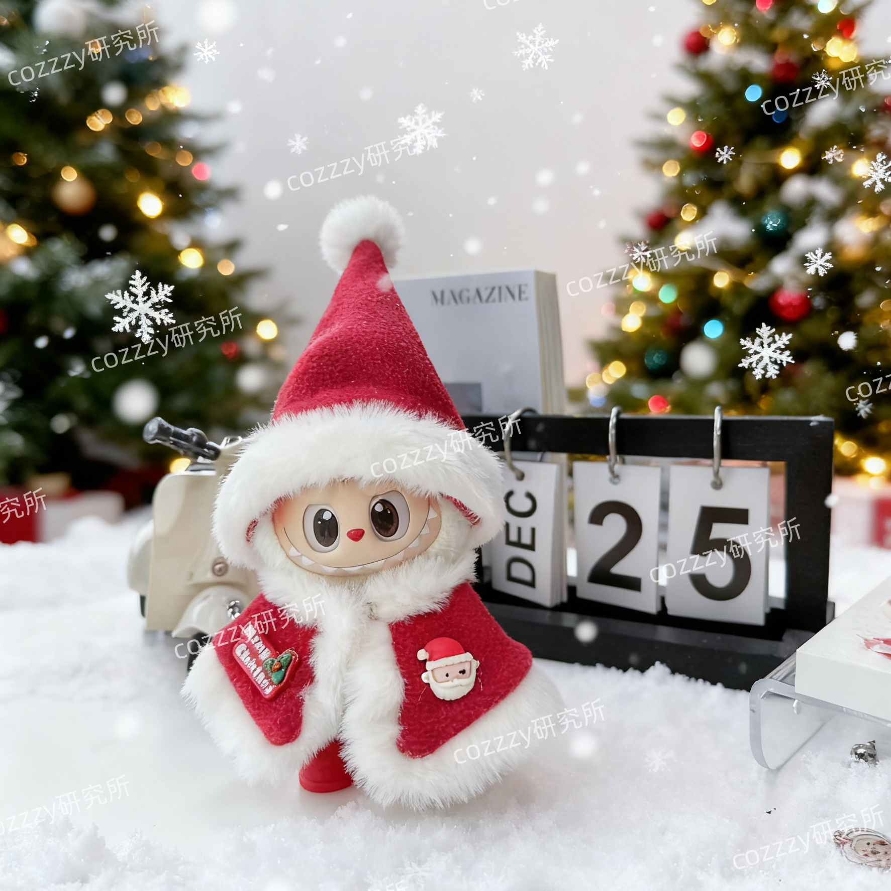 一二三代圣诞系列拉布布17cm搪胶娃衣盲盒穿搭套装圣诞帽斗篷