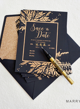 MarrySo 0.7mm金色樱花牌油漆笔 请柬喜帖签字笔 签到签名2mm黑色