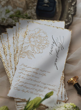 Marryso高端婚礼誓言卡欧式结婚装饰卡 复古毛边金箔拍照道具套装