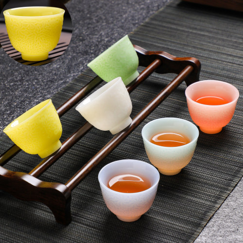 高端冰种璞玉瓷六色品茗杯6只装