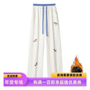 2025 HK25645加绒 白底超柔小狗刺绣卫裤M-5XL HK25983-P50