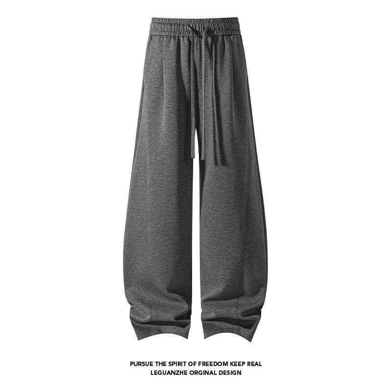 cleanfit花灰色弯刀卫裤男款春秋垂感斜切微喇裤子运动休闲直筒裤