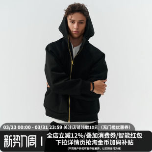 情侣春新款 MIDASHAND 拉链外套复古帽衫 男生卫衣开衫 重磅500g美式