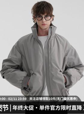 MIDASHAND 90白鸭绒三防羽绒服冬季男生面包服加厚立领外套短宽款