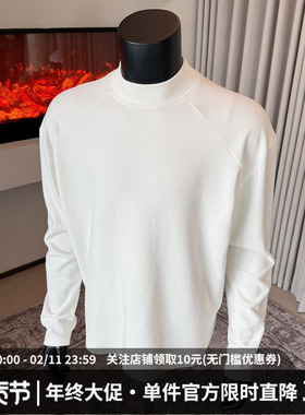 MIDASHAND男生长袖T恤2025冬季百搭德绒打底衫保暖半高领内搭上衣