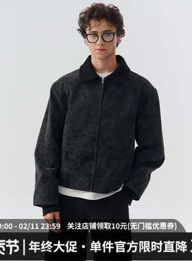 MIDASHAND 美式复古翻领夹克男士秋季新款时尚皮衣休闲百搭外套男