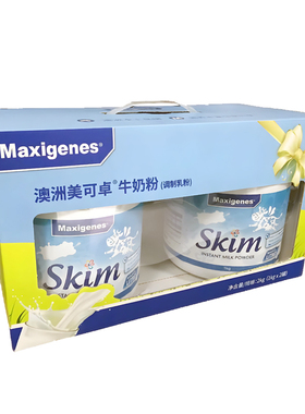 澳洲进口美可卓蓝胖子脱脂成人牛奶粉1000gX2罐礼盒节日送礼