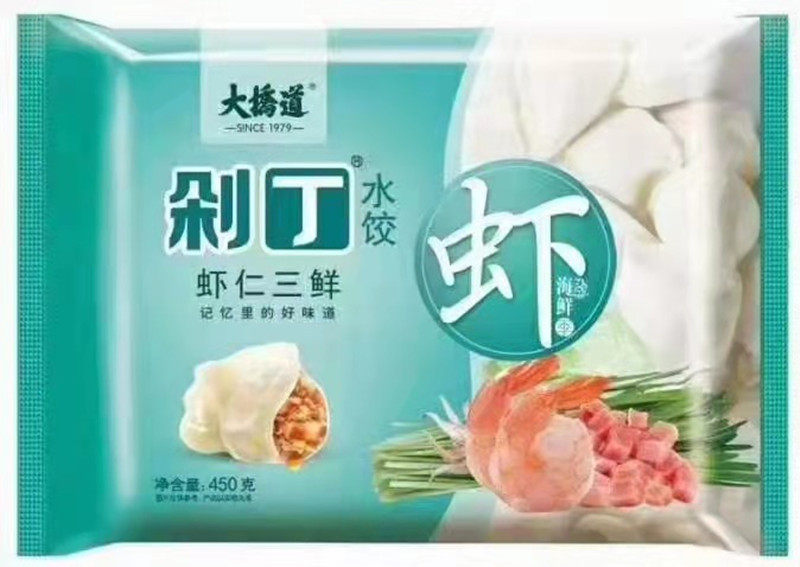 天津大桥道速冻水饺每袋450g速食蒸饺煎饺牛肉猪肉虾大葱鸡蛋饺子