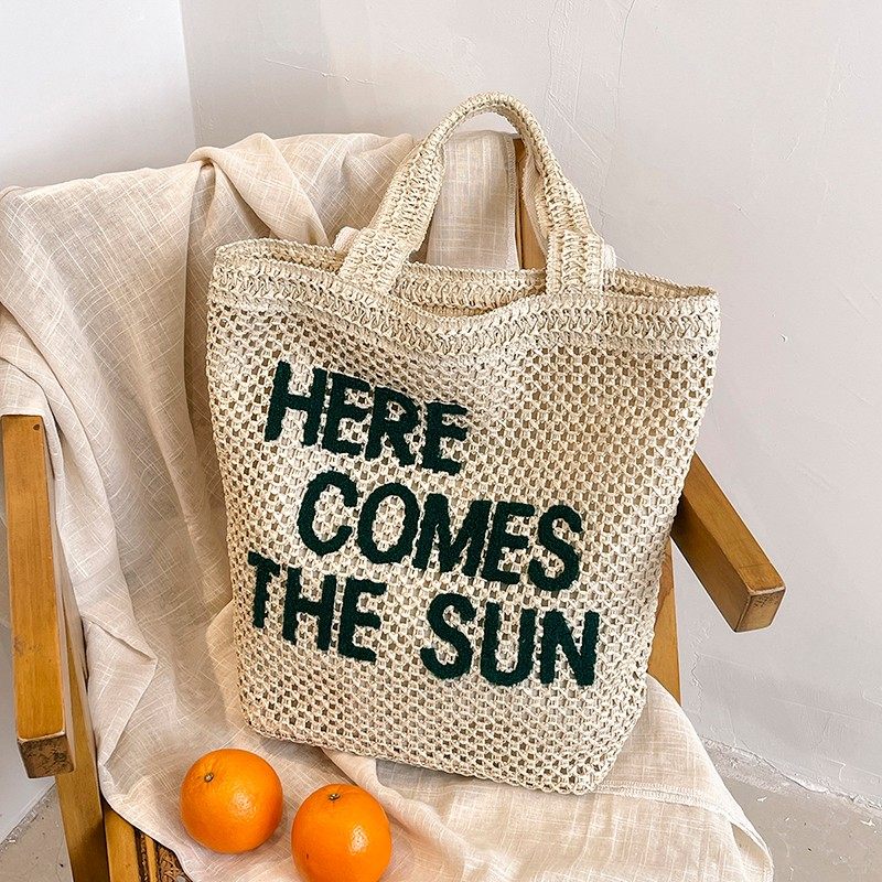 法式大容量托特草编包新款时尚单肩草包编织包女海边度假沙滩包,箱包皮具/热销女包/男包,编织包,淘宝优惠券,粉丝福利购,淘宝优惠卷