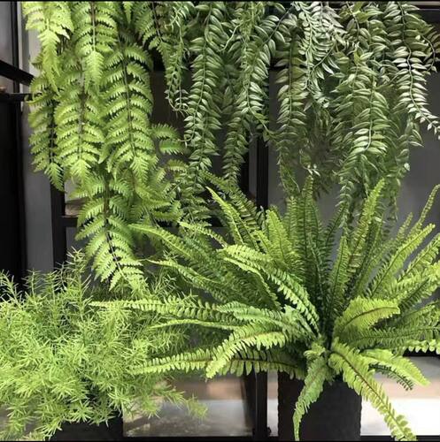 高端假花草装饰蕨类绿植物绿色假草坪仿真松树室内外石头摆件造景