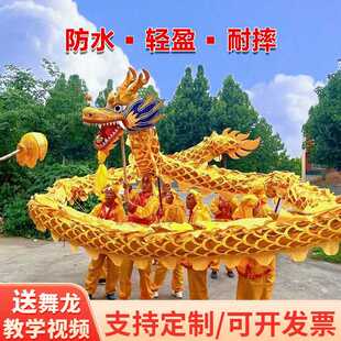 舞龙表演道具耍龙灯九节烫金灯光龙成人儿童舞龙舞狮布龙龙头服装
