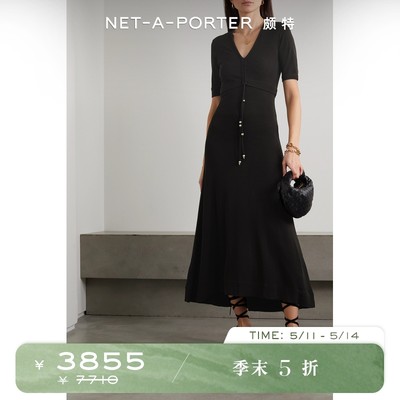 [折扣]Altuzarra 女褶饰平纹布连衣裙小黑裙NAP/NET-A-PORTER颇特