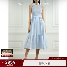 新品 春季 女平行绉缝苎麻中长连衣裙NAP PORTER颇特 NET Sea