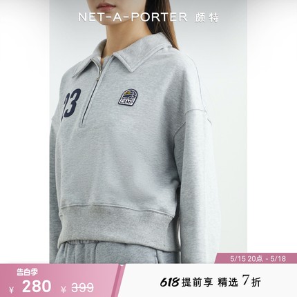 [经典款]GOODBAI 早春女印花棉质混纺半拉链卫衣netaporter