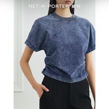 新品 LVIR NET PORTER颇特 早春女缩褶牛仔布上衣NAP