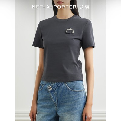 [新品]CALVINLUO 秋冬女带缀饰平纹布T恤NAP/NET-A-PORTER颇特